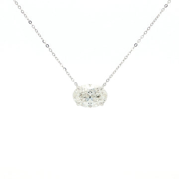 Lab-grown oval diamond pendant necklace in 18k white gold