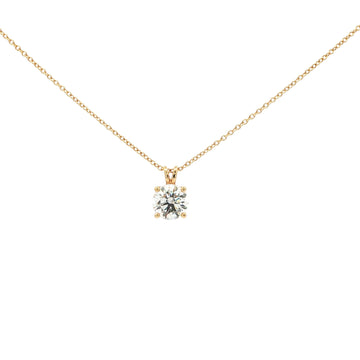 Lab-grown brilliant round diamond pendent necklace in 18k yellow gold.
