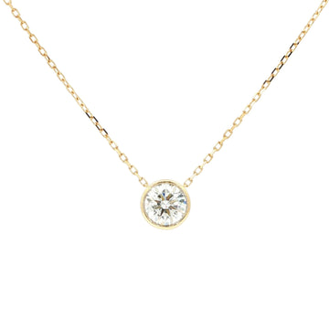 Lab-grown brilliant round diamond pendant necklace in 18k yellow gold, bezel set.