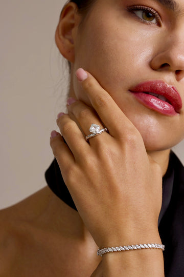 East to West Asscher Lab Grown Diamond Ring