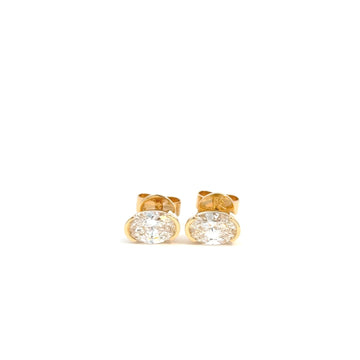 Oval Half Bezel Lab Grown Diamond Stud