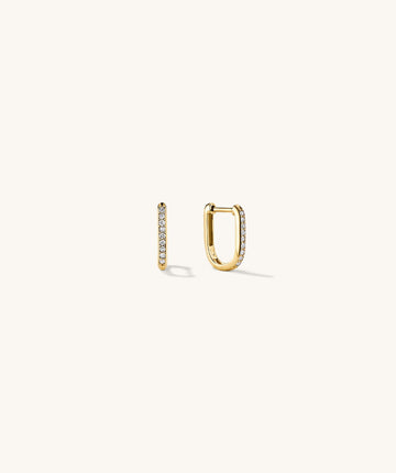 Pavé Diamond Huggie U Hoops