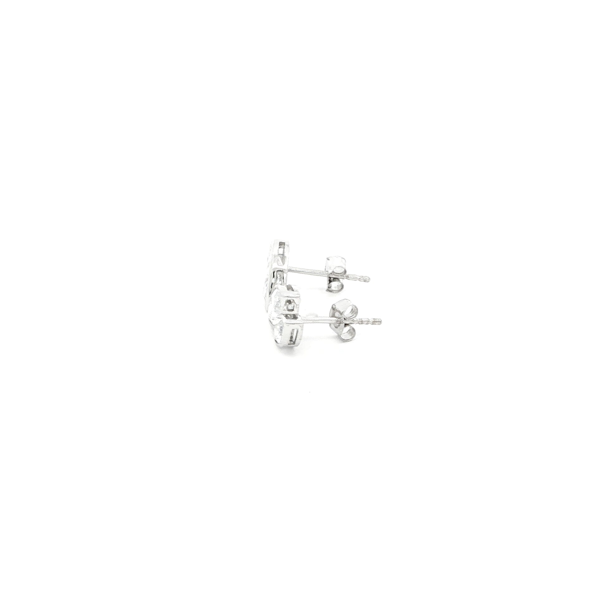 Marquise lab grown diamond studs in bezel setting, toi et moi style. 