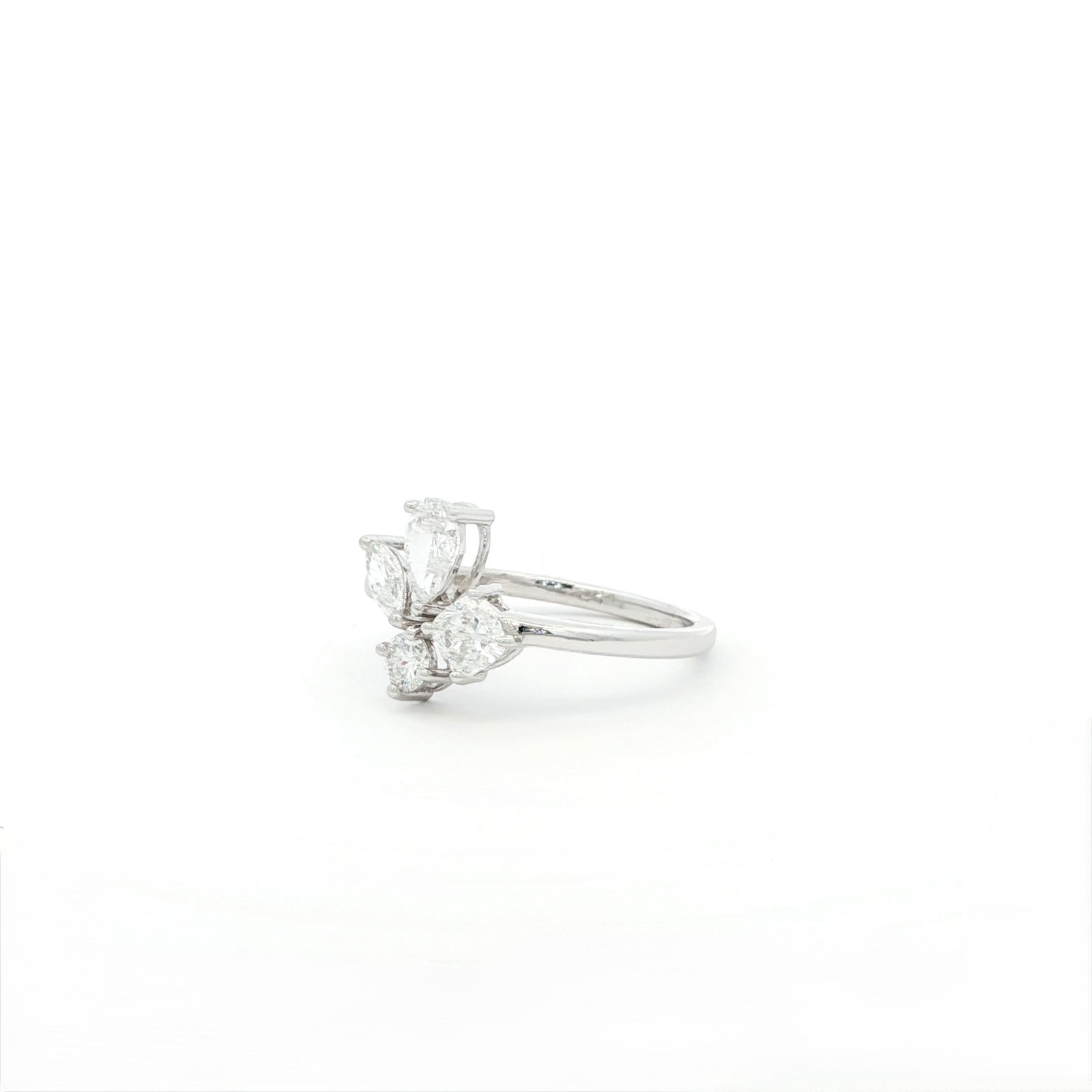 Cluster Ring - Lab Grown Diamond  Ring -  in HK TST - 14K White Gold 