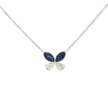 Lab-grown marquise pear diamond butterfly shape in 14k white gold, duo-tone with sapphire