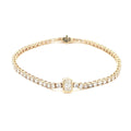 14K Yellow Gold Radiant-Cut Bezel-Set Lab-Grown Diamond Tennis Bracelet

Crafted in 14K Yellow Gold, this exquisite bracelet features a seamless line of Round-cut Lab-Grown Diamonds, with a Radiant-cut center stone bezel-set as its focal point. A modern take on a classic tennis bracelet, it delivers timeless elegance and brilliance for moments that matter!
