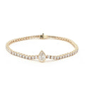 14K Yellow Gold Pear-Cut Bezel-Set Lab-Grown Diamond Tennis Bracelet

An elegant tennis bracelet showcasing a seamless line of Round-cut Lab-Grown Diamonds, accented by a captivating Pear center stone in a bezel setting. Crafted in 14K Yellow Gold, this piece embodies exquisite craftsmanship as the warm gold enhances the radiance of every diamond. The bezel-framed pear center creates a modern focal point within a timeless silhouette, making it perfect for everyday luxury or special occasions. 