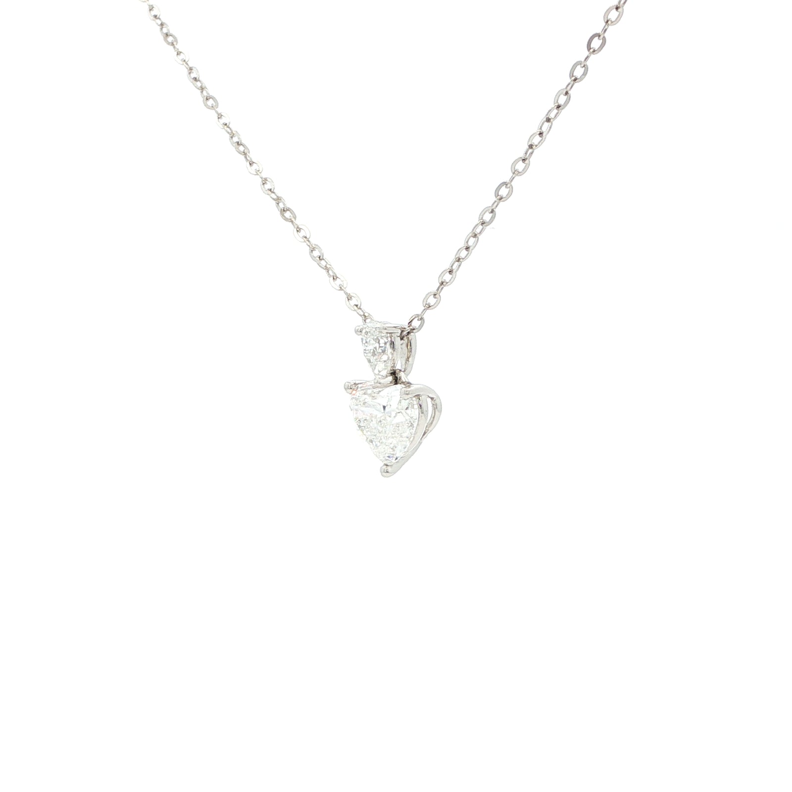 Lab grown fancy heart diamond pendant necklace in 18k white gold