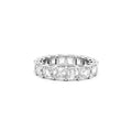 This 18K White Gold eternity ring embodies timeless sophistication, showcasing expertly step-cut Asscher diamonds. The seamless design ensures continuous sparkle and a luxurious feel, making it a perfect symbol of everlasting commitment and refined style.