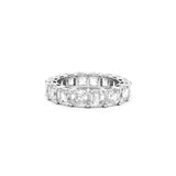 This 18K White Gold eternity ring embodies timeless sophistication, showcasing expertly step-cut Asscher diamonds. The seamless design ensures continuous sparkle and a luxurious feel, making it a perfect symbol of everlasting commitment and refined style.
