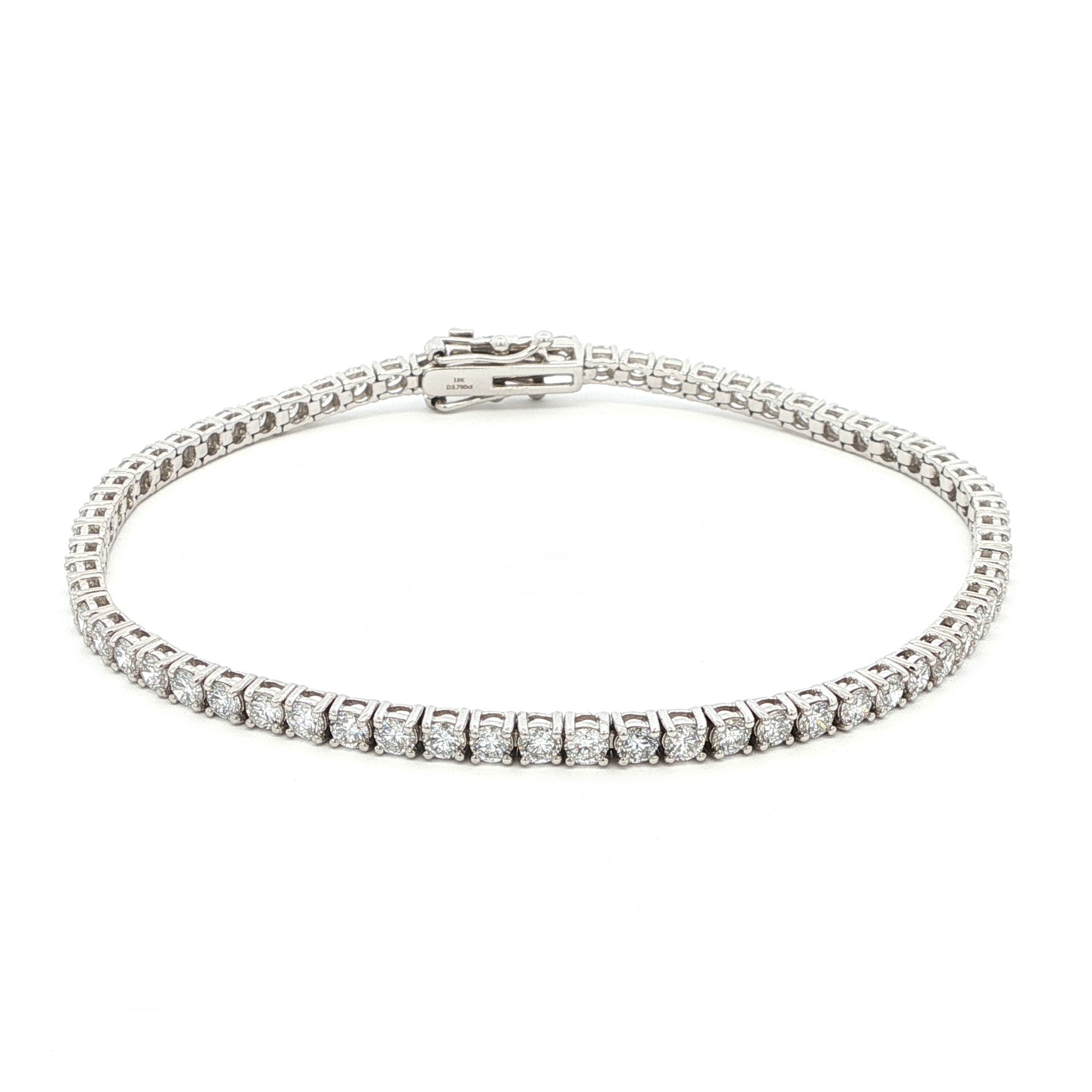 18K White Gold Brilliant Round-Cut Lab-Grown Diamond Tennis Bracelet

An endless line of brilliant-cut diamonds set in 18K White Gold. This Lab-Grown Diamond tennis bracelet delivers a seamless flow of sparkle — timeless luxury for any occasion.&nbsp;