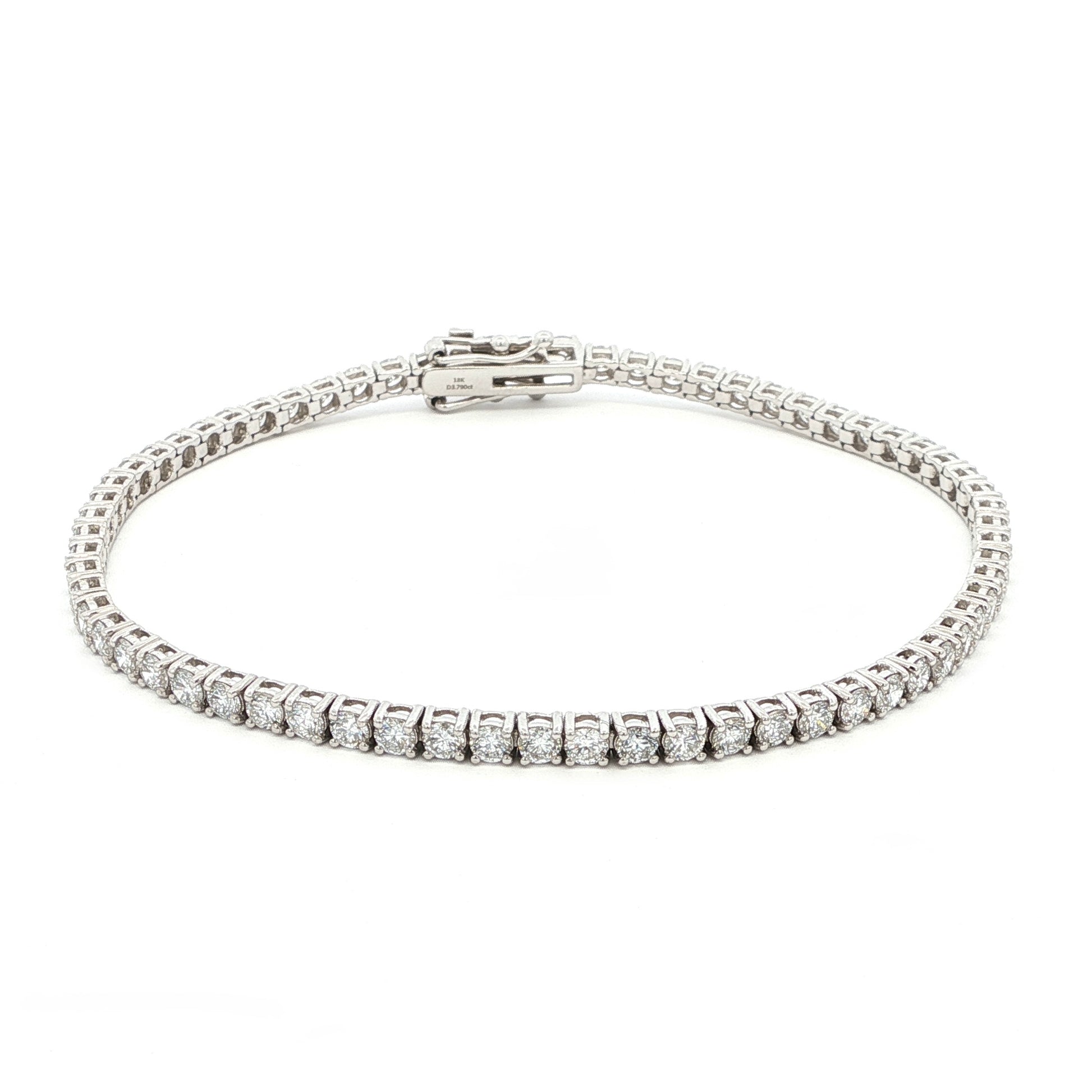 18K White Gold Brilliant Round-Cut Lab-Grown Diamond Tennis Bracelet

An endless line of brilliant-cut diamonds set in 18K White Gold. This Lab-Grown Diamond tennis bracelet delivers a seamless flow of sparkle — timeless luxury for any occasion.&nbsp;