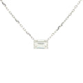 Lab-grown emerald diamond pendant necklace in 18k white gold.