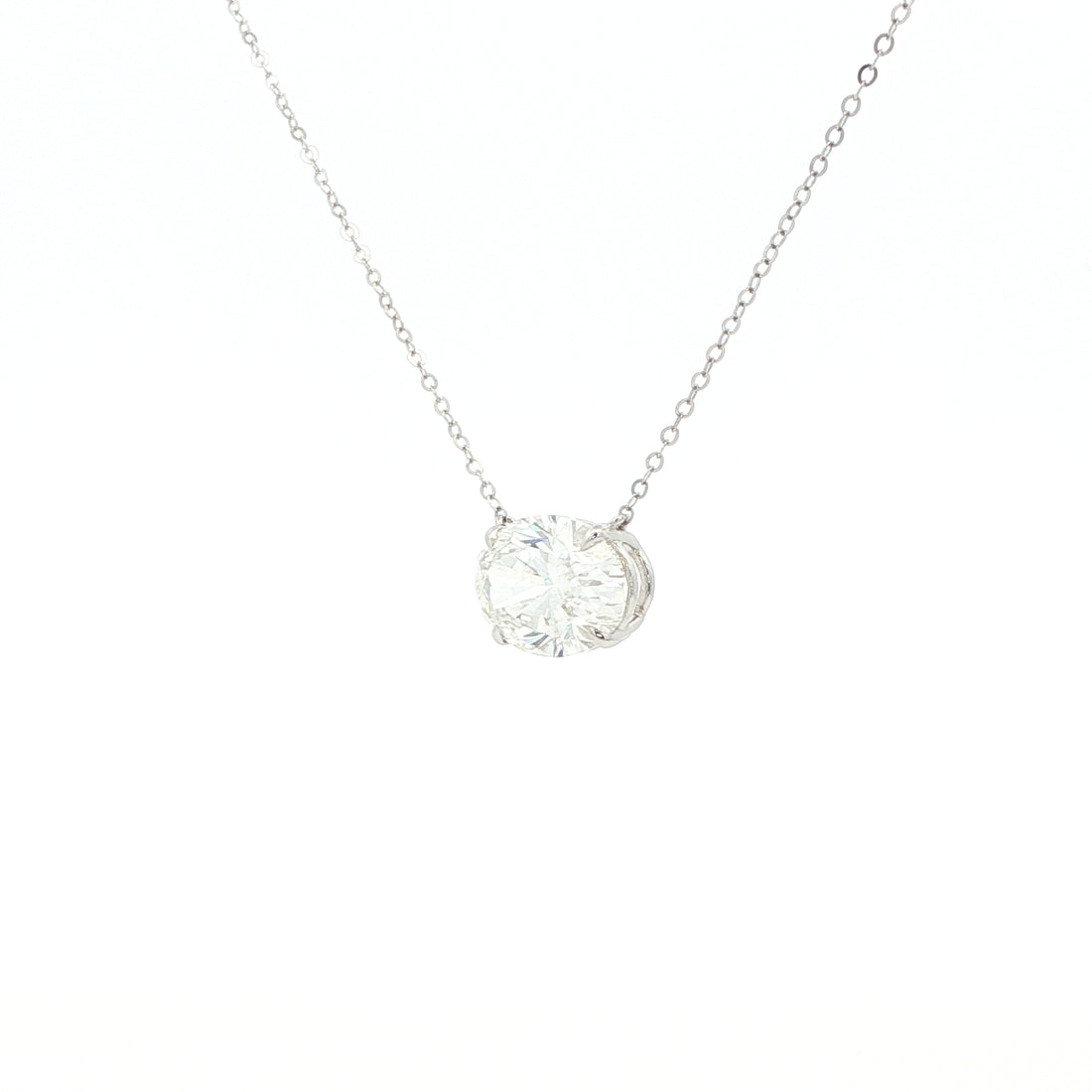 Lab-grown oval diamond pendant necklace in 18k white gold