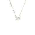 Lab-grown emerald diamond pendant necklace in 18k white gold.