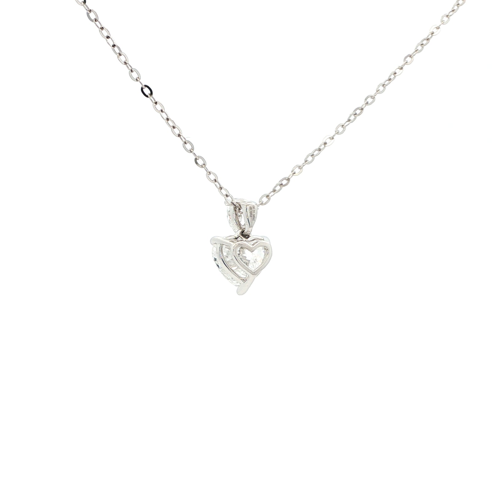 Lab grown fancy heart diamond pendant necklace in 18k white gold