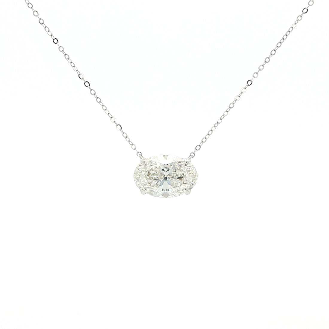 Lab-grown oval diamond pendant necklace in 18k white gold