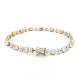 Close-up of Emerald & Oval-Cut Two-Tone Tennis Lab-Grown Diamond Bracelet | By Angi TST HK Lab-Grown Diamond Jewellery By Angi 香港人造鑽石 - Emerald & Oval兩色Tennis Lab Diamond 手鏈近照 | TST求婚戒指鑽石珠寶