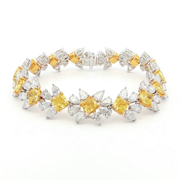 Lab grown diamond bracelet with yellow diamond. made in 18k yellow gold and white gold. occasion wear. 