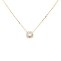 Lab-grown asscher diamond pendant necklace in 18k yellow gold, bezel set. 