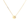 Lab-grown brilliant round diamond pendant necklace in 18k yellow gold, bezel set. 