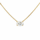 Lab-grown oval diamond pendant necklace in 18k yellow gold.