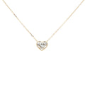 Lab-grown fancy heart diamond pendant necklace in 18k yellow gold, bezel set.