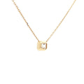 Lab-grown asscher diamond pendant necklace in 18k yellow gold, bezel set. 