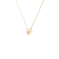 Lab-grown fancy heart diamond pendant necklace in 18k yellow gold, bezel set.