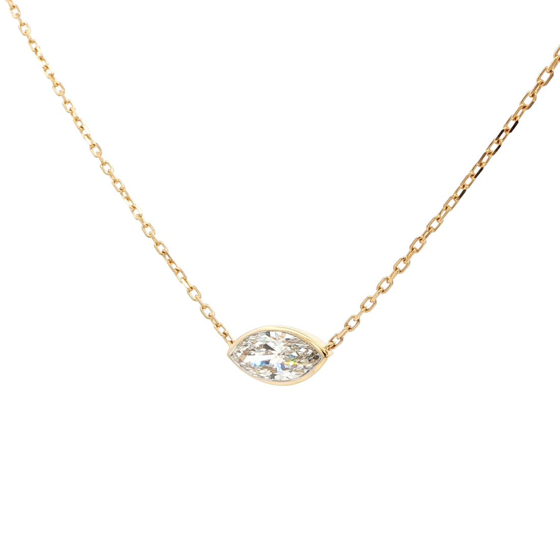 Lab-grown marquise diamond pendant necklace in 18k yellow gold 