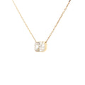 Lab-grown radiant-cut diamond pendant necklace in 18k yellow gold, bezel set. 