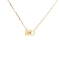 Lab-grown radiant-cut diamond pendant necklace in 18k yellow gold, bezel set. 