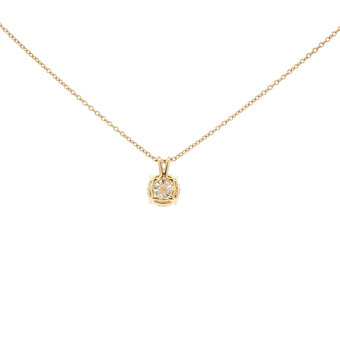 Lab-grown brilliant round diamond pendent necklace in 18k yellow gold. 