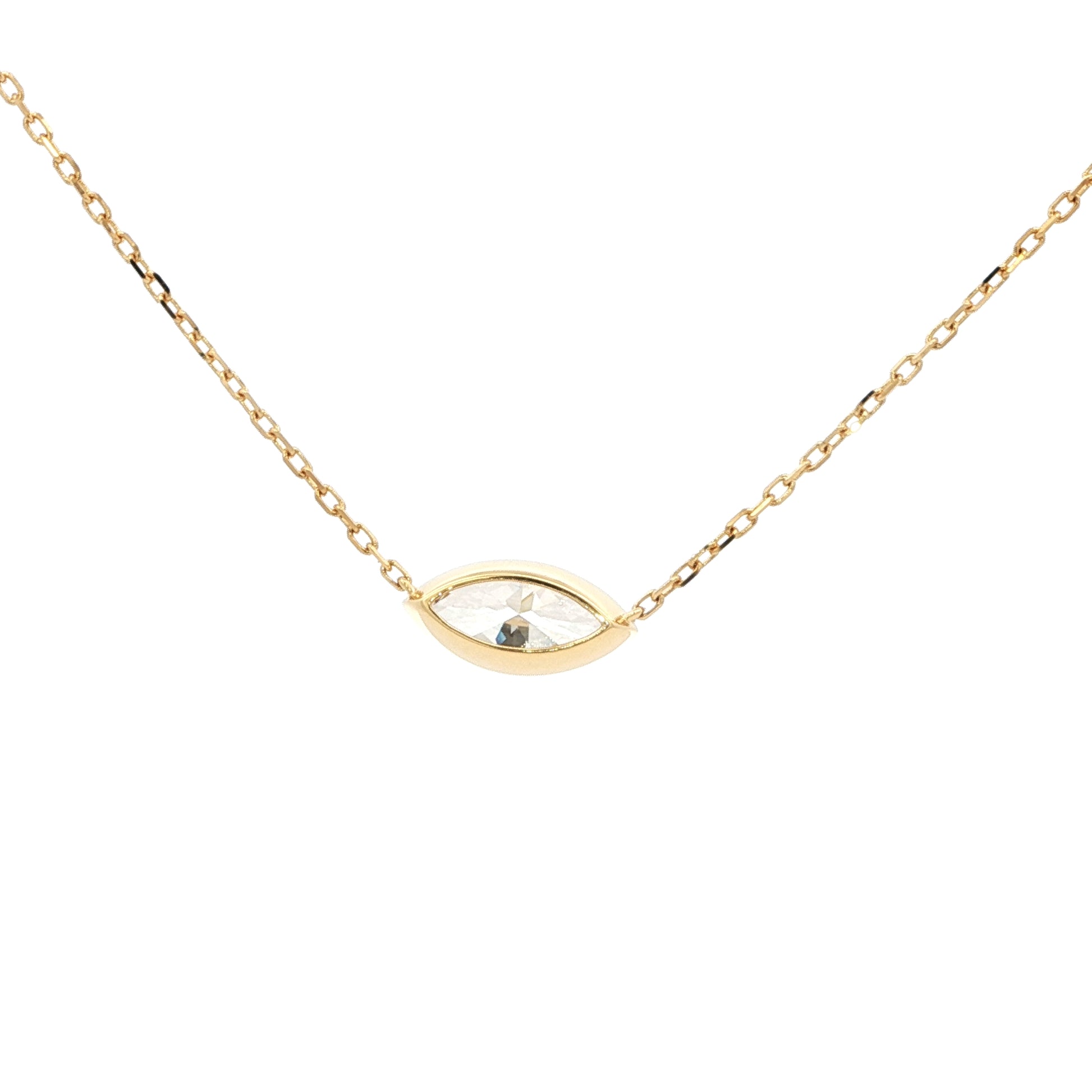 Lab-grown marquise diamond pendant necklace in 18k yellow gold 