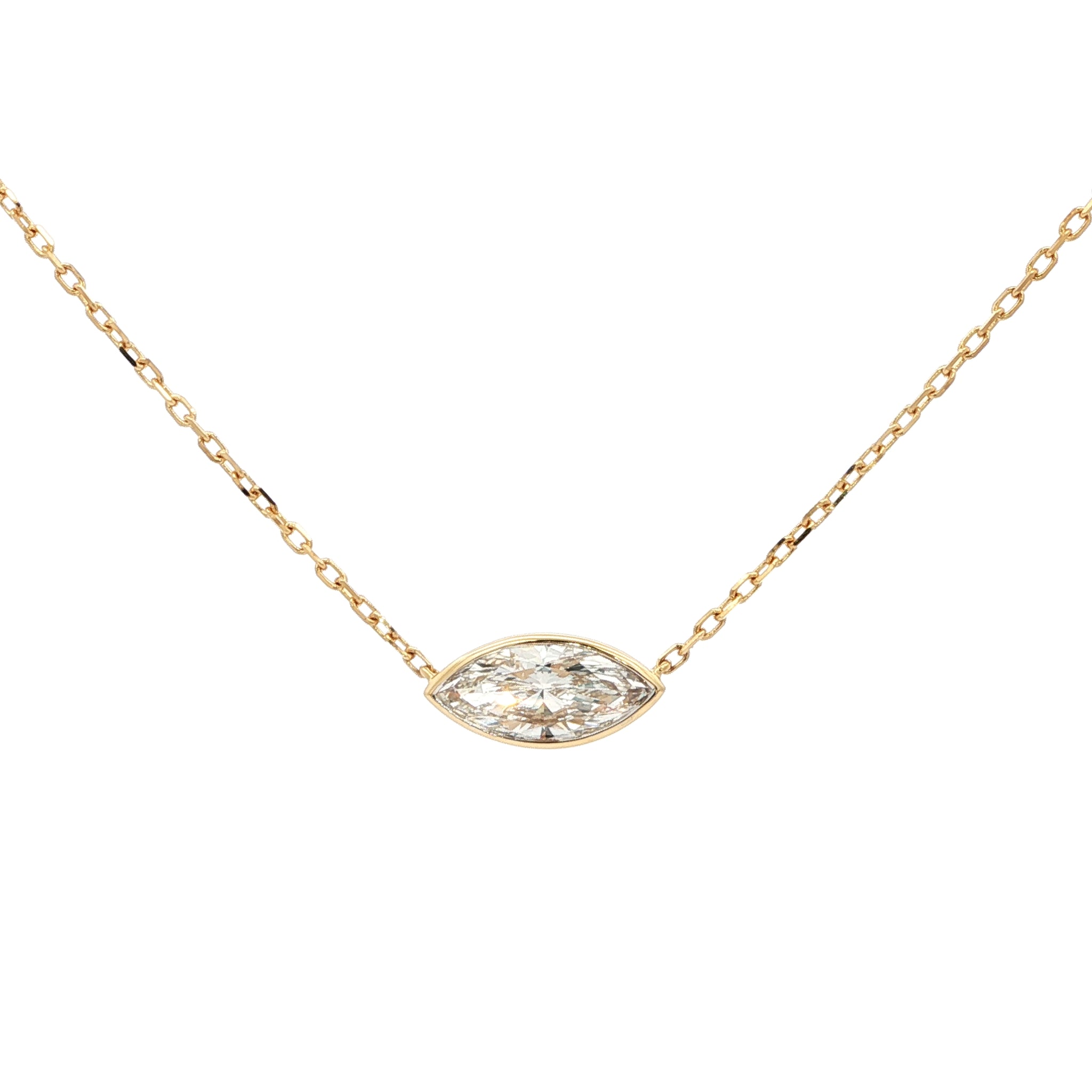 Lab-grown marquise diamond pendant necklace in 18k yellow gold 