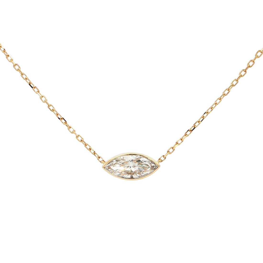 Lab-grown marquise diamond pendant necklace in 18k yellow gold 