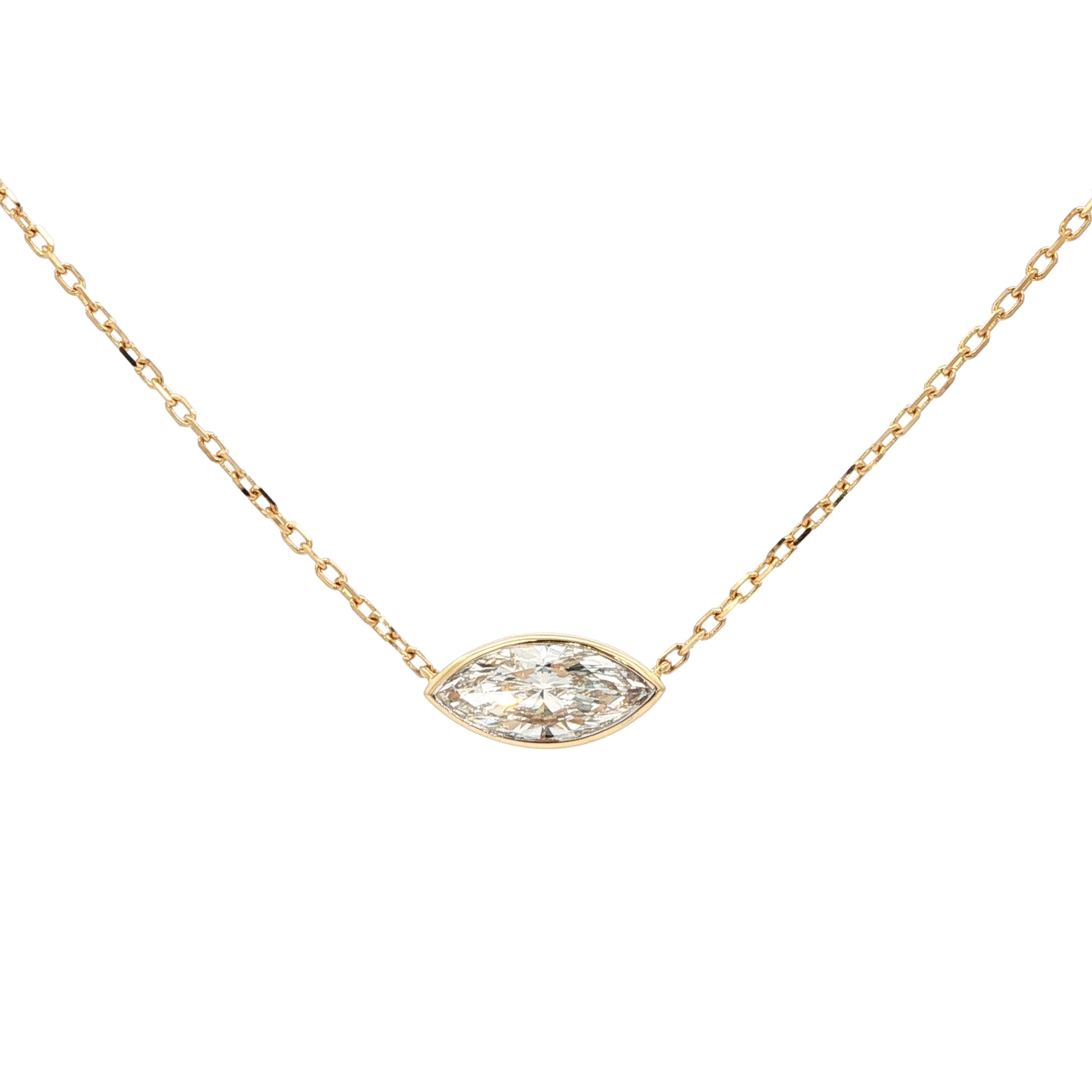 Lab-grown marquise diamond pendant necklace in 18k yellow gold 