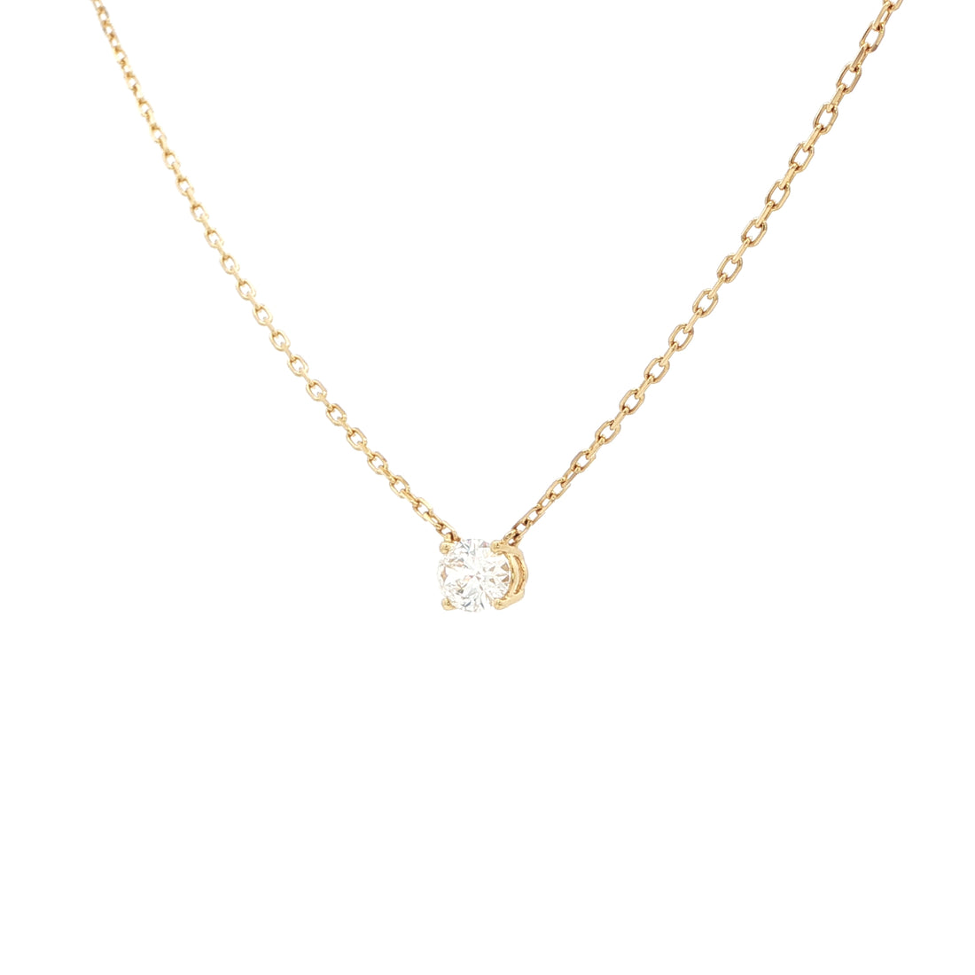 Lab-grown oval diamond pendant necklace in 18k yellow gold. 