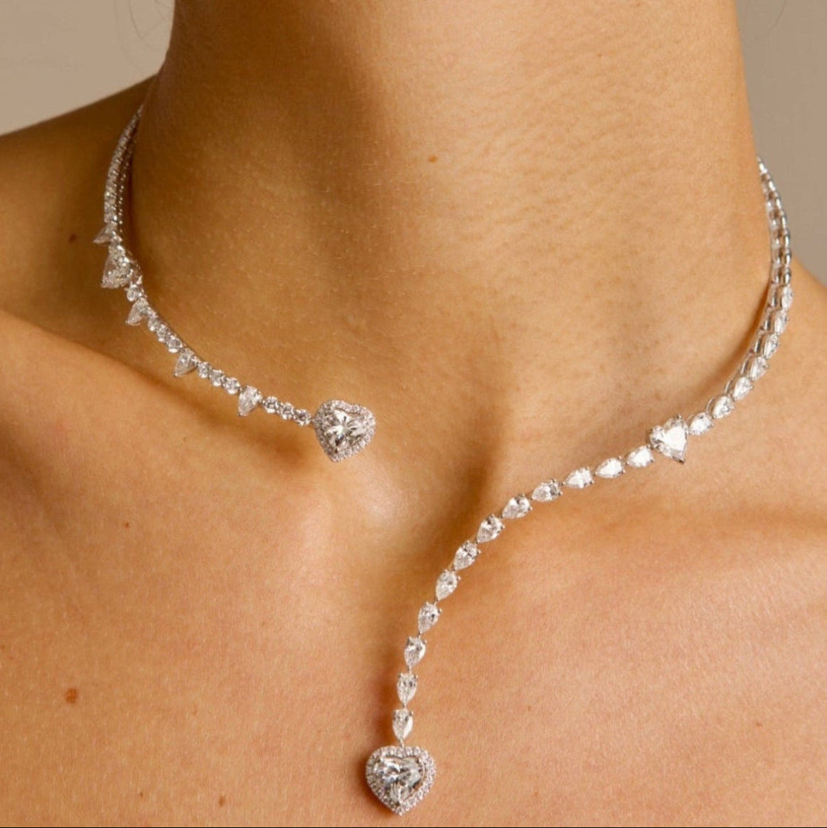 Cascading Heart Lab Grown Diamond Necklace