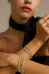Emerald-Cut Center Pavé Tennis Lab-Grown Diamond Bracelet worn on wrist | By Angi Lab-Grown Fine Jewellery Hong Kong TST By Angi TST尖沙咀 - Emerald-Cut Center Pavé Tennis Lab Diamond 手鏈戴手效果 | 香港人造鑽石lab diamond首飾