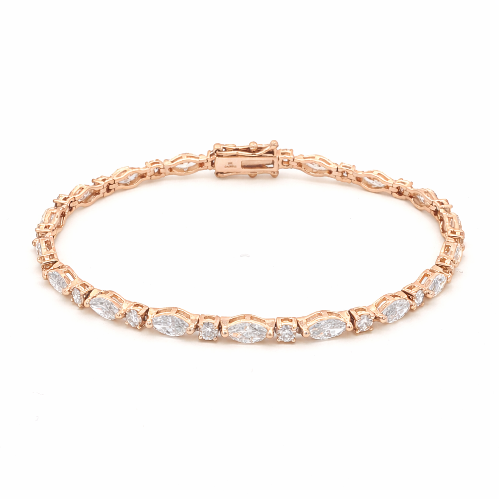 Marquise & Round Lab-Grown Diamond Rose Gold Tennis Bracelet by By Angi, lab-grown diamond jeweller in Tsim Sha Tsui Hong Kong | TST HK Fine Jewellery
By Angi 尖沙咀人造鑽石珠寶 - Marquise & Round Lab Diamond Tennis 手鏈 | 香港TST求婚鑽石首飾