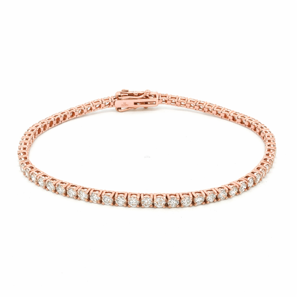 Round Lab-Grown Diamond  Rose GoldTennis Bracelet 2.40mm by By Angi, lab-grown diamond jeweller in Tsim Sha Tsui Hong Kong | TST HK Fine Jewellery  By Angi 尖沙咀人造鑽石珠寶 - Round Lab Diamond Tennis 手鏈 2.40mm | 香港TST求婚鑽石首飾