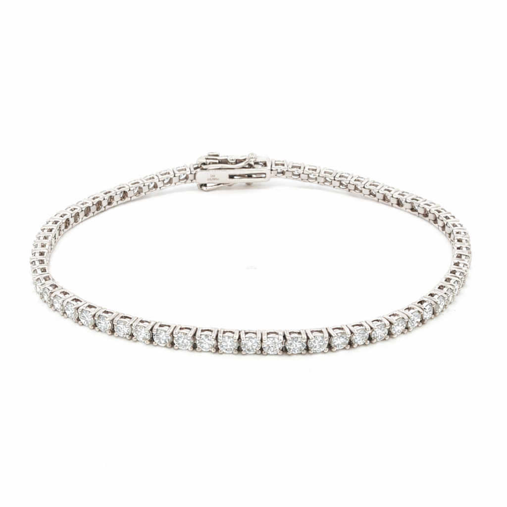 Round Lab-Grown Diamond  White GoldTennis Bracelet 2.40mm by By Angi, lab-grown diamond jeweller in Tsim Sha Tsui Hong Kong | TST HK Fine Jewellery  By Angi 尖沙咀人造鑽石珠寶 - Round Lab Diamond Tennis 手鏈 2.40mm | 香港TST求婚鑽石首飾