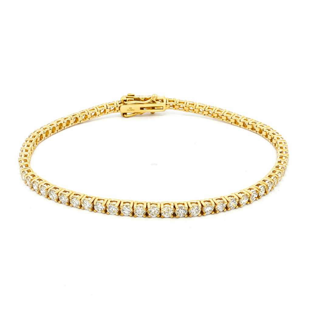 Round Lab-Grown Diamond Yellow GoldTennis Bracelet 2.40mm by By Angi, lab-grown diamond jeweller in Tsim Sha Tsui Hong Kong | TST HK Fine Jewellery  By Angi 尖沙咀人造鑽石珠寶 - Round Lab Diamond Tennis 手鏈 2.40mm | 香港TST求婚鑽石首飾