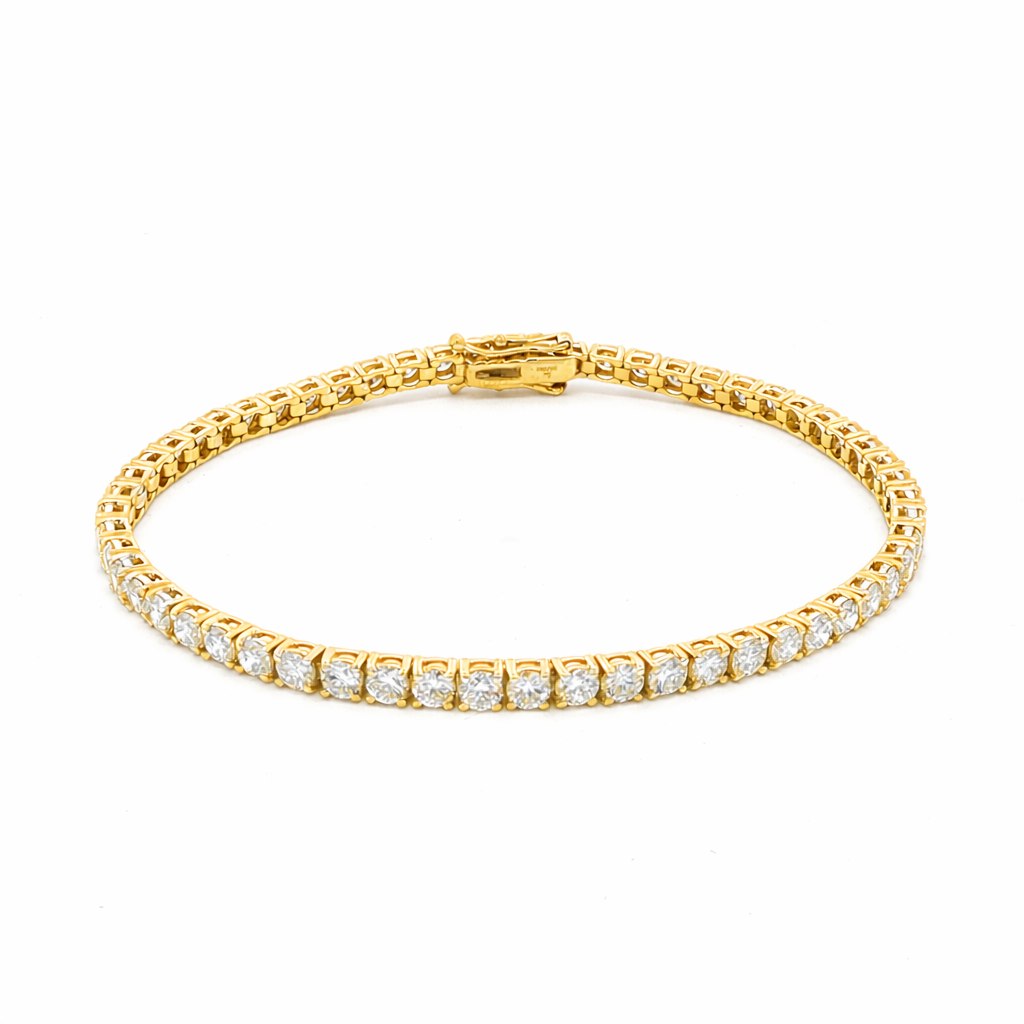 Round Lab-Grown Diamond Yellow Gold Tennis Bracelet 2.90mm by By Angi, lab-grown diamond jeweller in Tsim Sha Tsui Hong Kong | TST HK Fine Jewellery By Angi 尖沙咀人造鑽石珠寶 - Round Lab Diamond Tennis 手鏈 2.90mm | 香港TST求婚鑽石首飾

