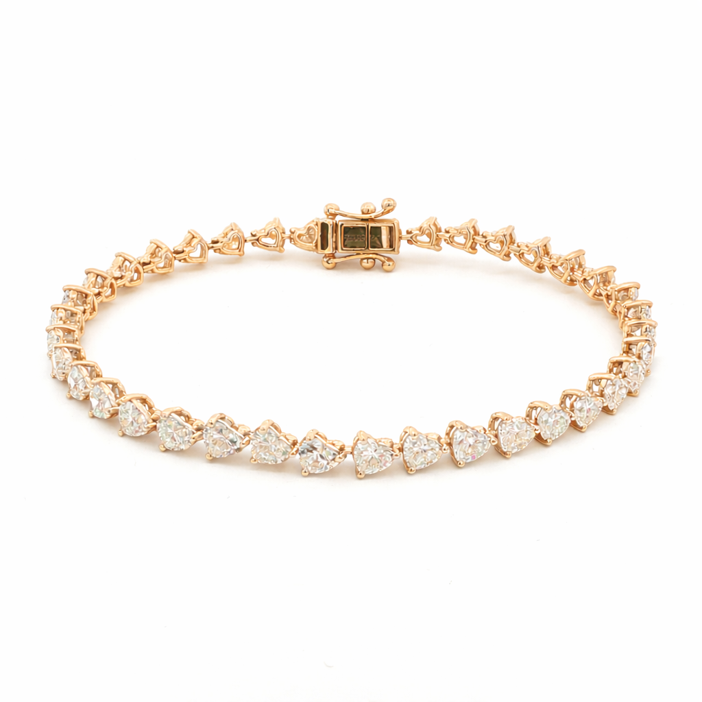 Heart Lab-Grown Diamond Rose Gold Tennis Bracelet by By Angi, lab-grown diamond jeweller in Tsim Sha Tsui Hong Kong | TST HK Fine Jewellery
By Angi 尖沙咀人造鑽石珠寶 - Heart Lab Diamond Tennis 手鏈 | 香港TST求婚鑽石首飾
