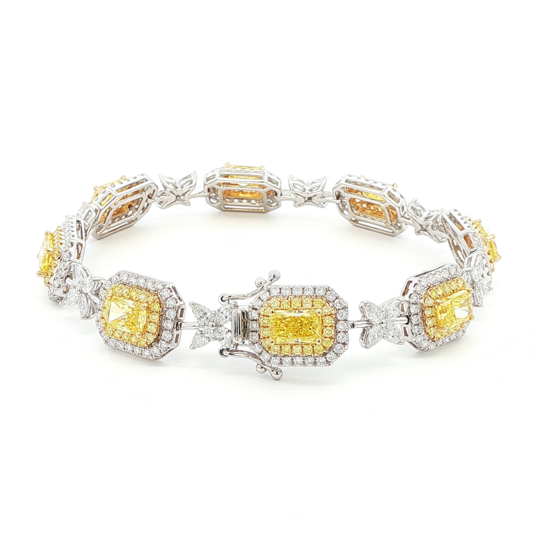 Luxury diamond bracelet with yellow and white diamonds 