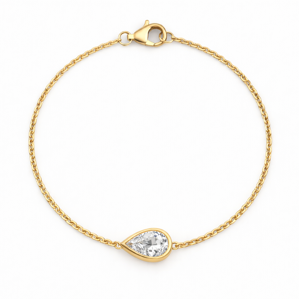 Pear Bezel Lab Grown Diamond Chain Bracelet with Yellow Gold by By Angi, lab-grown diamond jeweller in Tsim Sha Tsui Hong Kong | TST HK Fine Jewellery
By Angi 尖沙咀人造鑽石珠寶 - Pear Bezel Lab Grown Diamond Chain Bracelet 梨形鑲邊實驗室培育鑽石鏈手鍊黃金 | 香港TST人造鑽石lab diamond首飾 求婚戒指