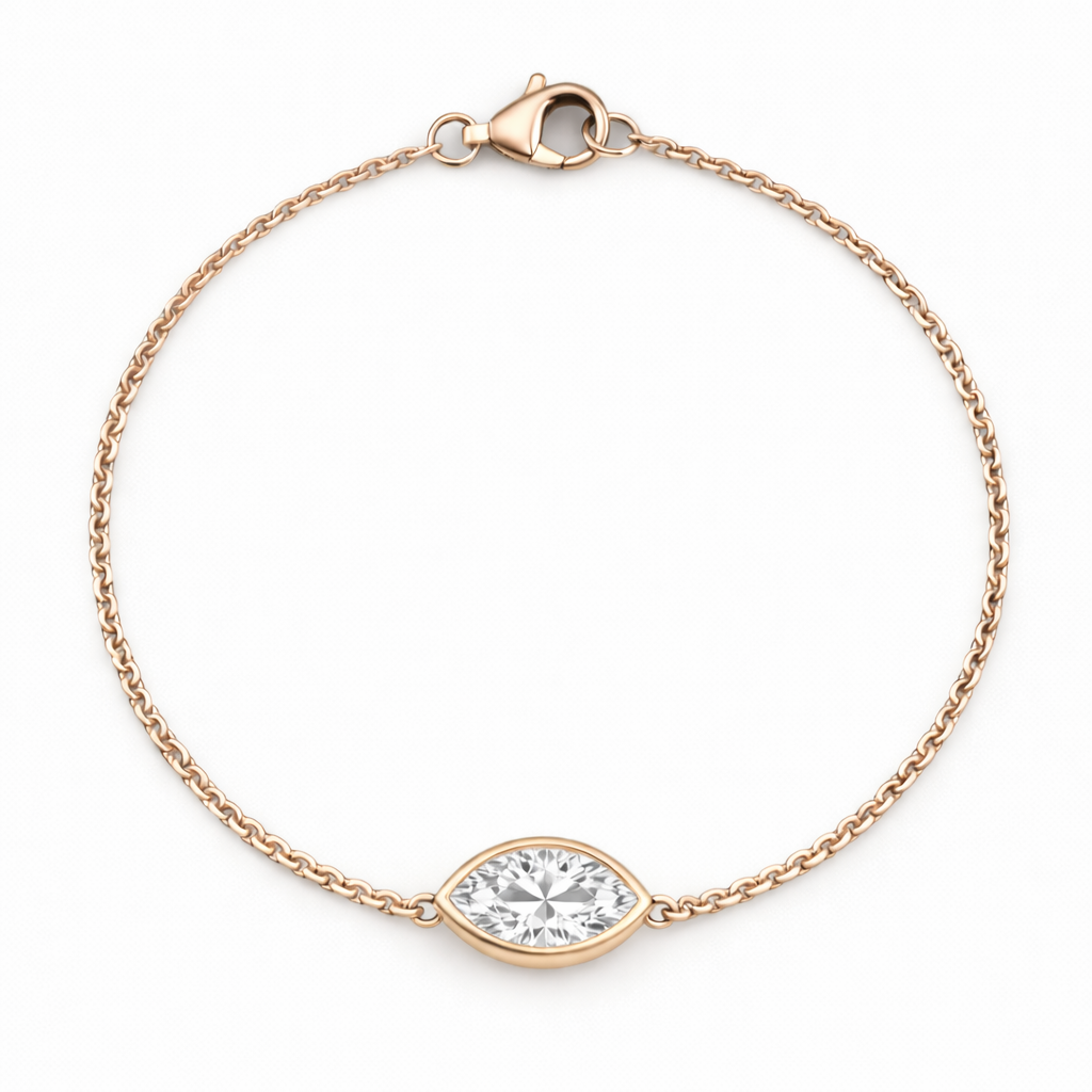 Marquise Lab Grown Diamond Chain Bracelet with Rose Gold by By Angi, lab-grown diamond jeweller in Tsim Sha Tsui Hong Kong | TST HK Fine Jewellery
By Angi 尖沙咀人造鑽石珠寶 - Marquise Lab Grown Diamond Chain Bracelet 侯爵夫人形實驗室培育鑽石鏈手鍊玫瑰金 | 香港TST人造鑽石lab diamond首飾 求婚戒指