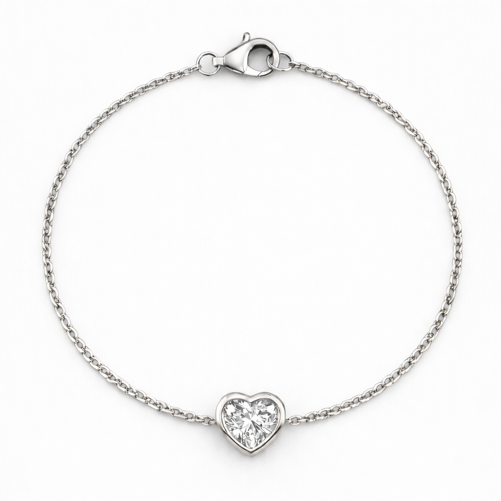 Heart Bezel Lab Grown Diamond Chain Bracelet